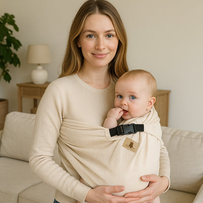 echarpe de portage beige maman blonde bebe baolou carrousel