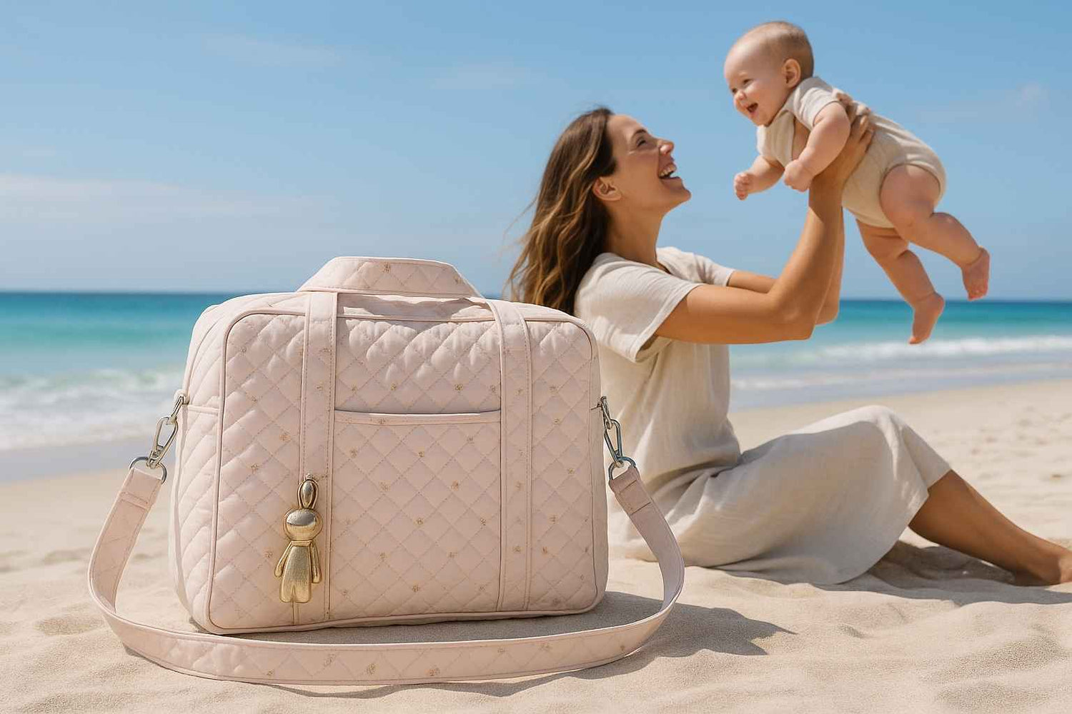 maman joue bebe plage sac à langer falaroze carrousel