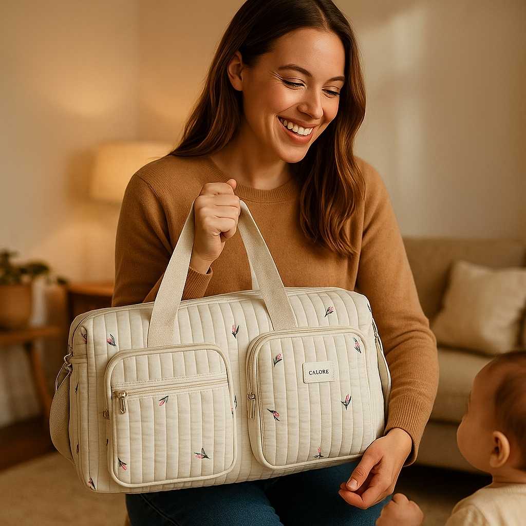 maman sourit bebe sac a langer olives doudounours carrousel