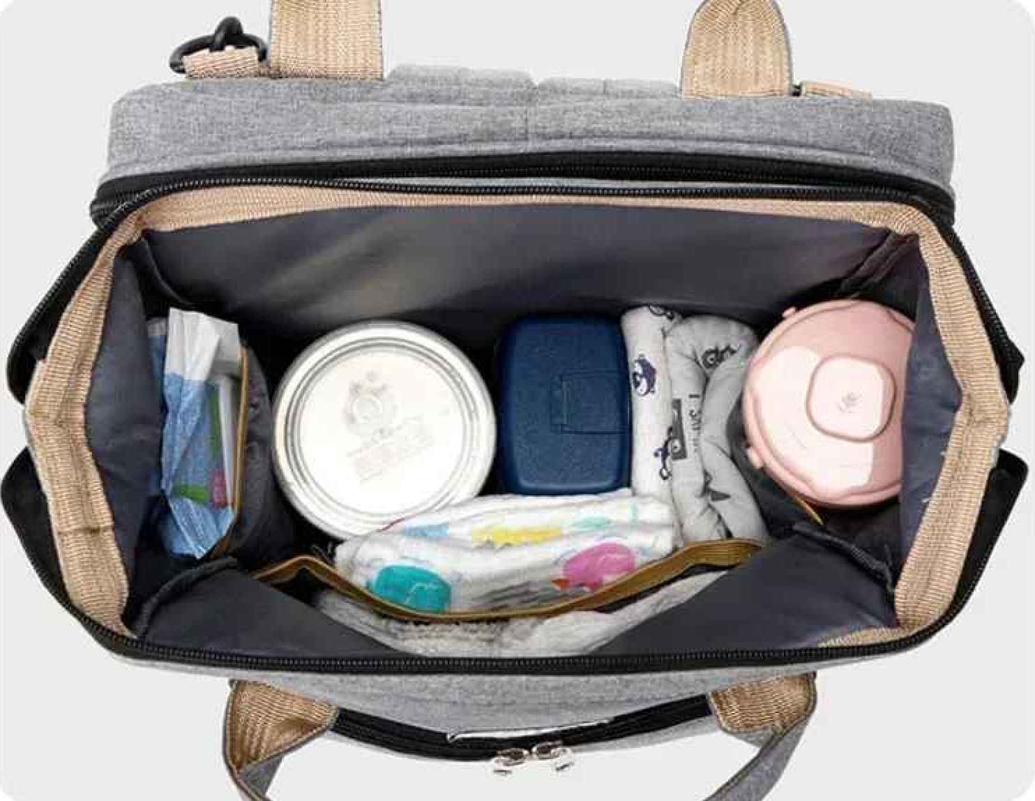 sac à dos à langer gris interieur kodola carrousel