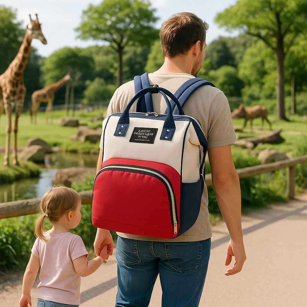 sac à dos à langer multicolore zoo drapeau carrousel