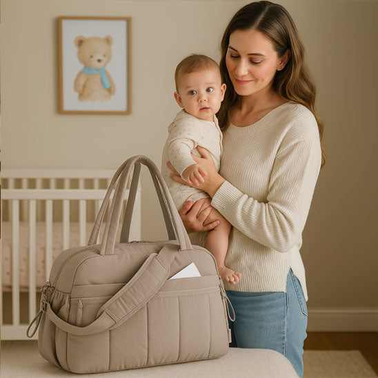 sac a langer marron bebe bras maman talisman carrousel