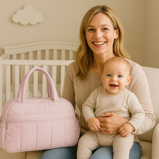 sac a langer rose bebe maman souriant talisman carrousel